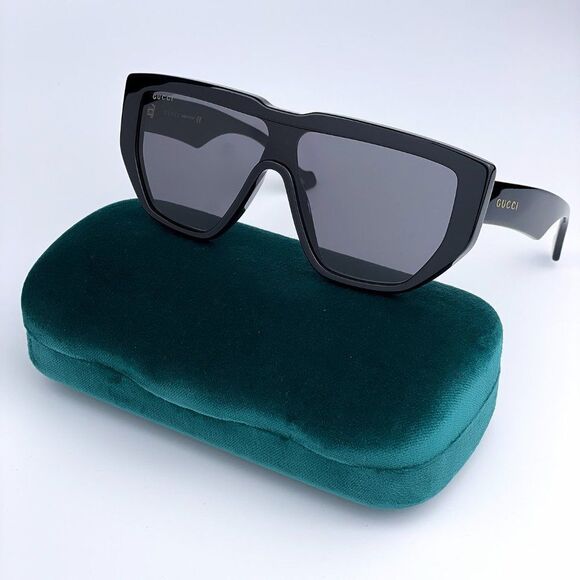 NEW Gucci LOGO GG0997S 002 Black Gray Shield Unisex Sunglasses - Picture 2 of 11